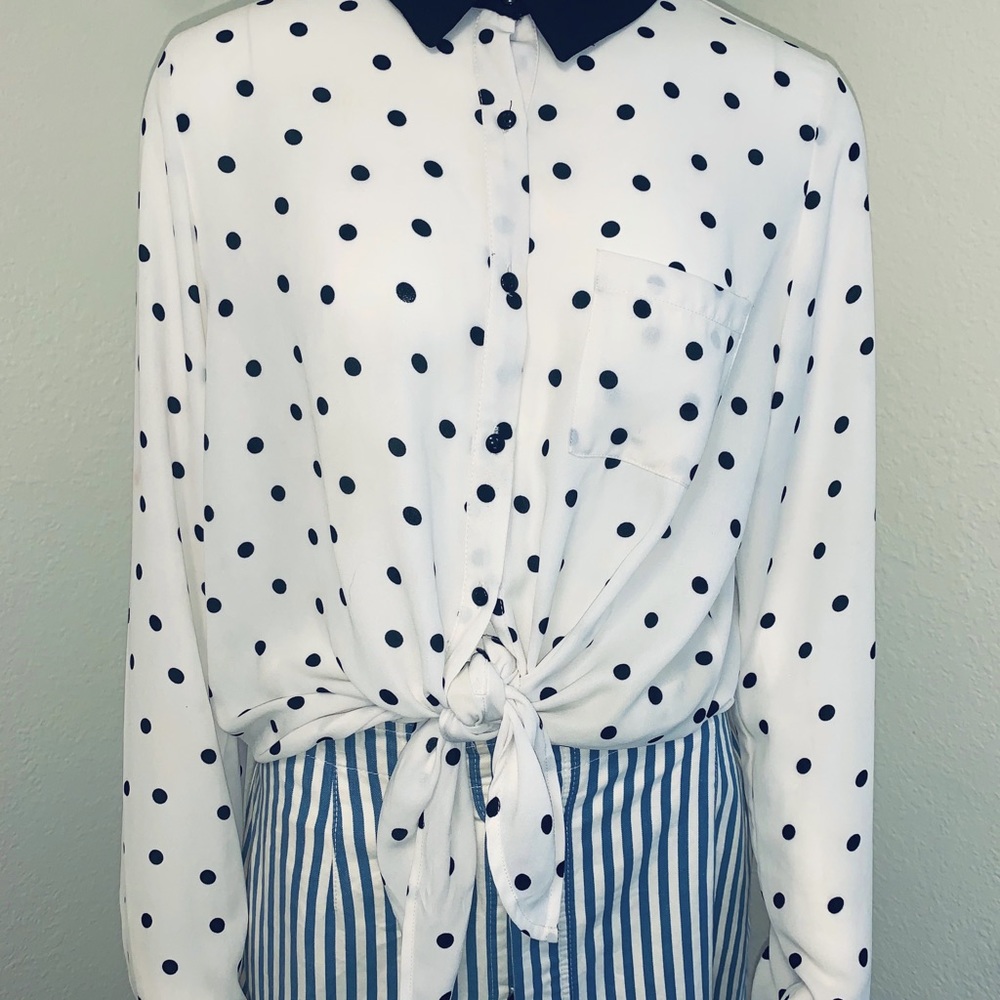 Long Sleeve Polka Dot Blouse